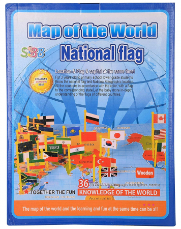 Harta lumii din lemn cu țări și steaguri [7]
