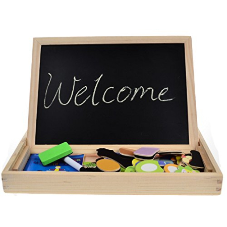 Joc 2 in 1 din lemn puzzle magnetic si tablita de scris si colorat model animale [4]