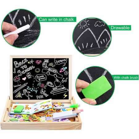 Joc 2 in 1 din lemn puzzle magnetic si tablita de scris si colorat model oras [2]