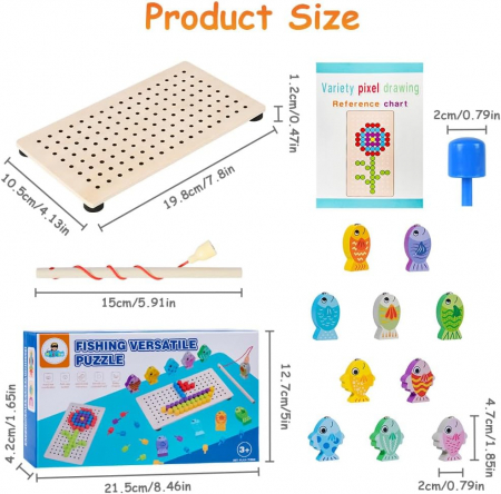 Joc 2 in 1 pescuit magnetic si mozaic cu pioneze [1]
