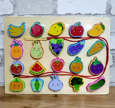 Jocuri Educative - Joc 2 in 1 puzzle 3D si joc de insiruit fructe si legume