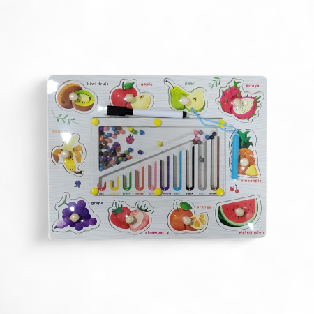 Joc 3 in 1 Puzzle incastru din lemn cu butoni, labirint magnetic sortare culori si tablita de scris lavabila diferite modele [1]