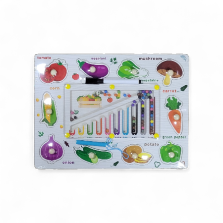 Joc 3 in 1 Puzzle incastru din lemn cu butoni, labirint magnetic sortare culori si tablita de scris lavabila diferite modele [2]