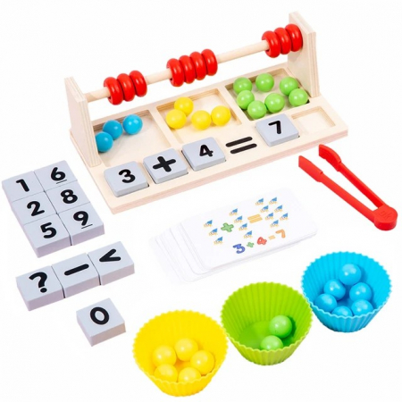 Jocuri Educative - Joc aritmetic 3 in 1 numaratoare, calcule matematice si sortare culori