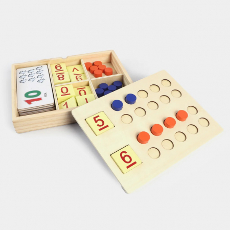 Jocuri Didactice - Joc aritmetic din lemn Numere si multimi de obiecte Arithmetic paired learning box