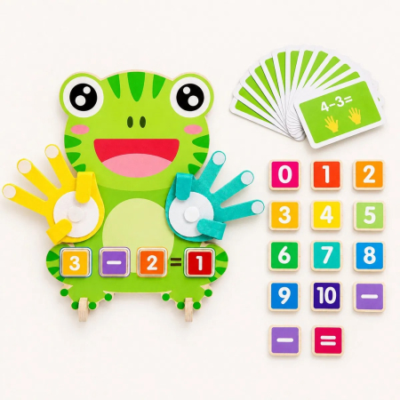 Joc artimetic din lemn numarare pe degete si calcule matematice Frog Finger Game [4]