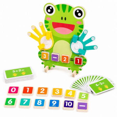 Joc artimetic din lemn numarare pe degete si calcule matematice Frog Finger Game [3]