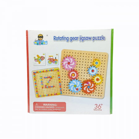 Joc creativ cu pioneze şi roţi zimţate - Rotating gear jigsaw puzzle [6]