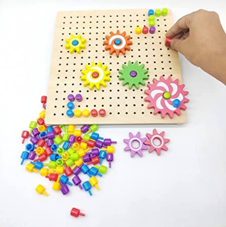 Joc creativ cu pioneze şi roţi zimţate - Rotating gear jigsaw puzzle [2]