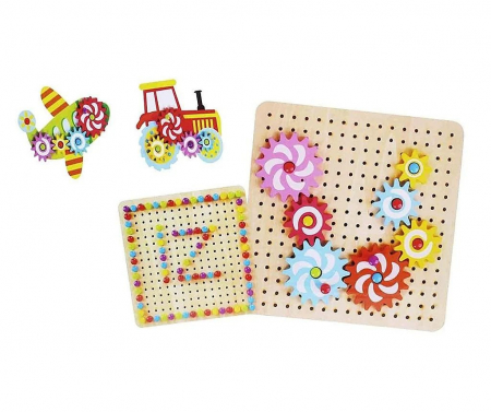 Jucării creative - Joc creativ cu pioneze şi roţi zimţate - Rotating gear jigsaw puzzle