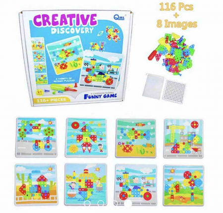 Jucării creative - Joc creativ cu suruburi si surubelnita 116 piese Creative Discovery
