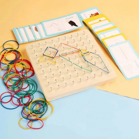 Jucării creative - Joc creativ Montessori Geoboard cu elastice