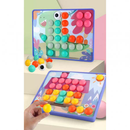 Jucării creative - Joc creativ mozaic cu butoni MUSHROOM NAIL PUZZLE