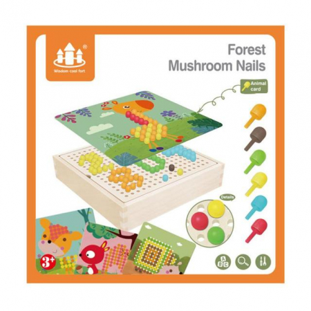 Jucării creative - Joc creativ mozaic cu pioneze - Forest Mushroom nails