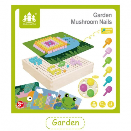 Joc creativ mozaic cu pioneze in gradina- Garden Mushroom nails [2]