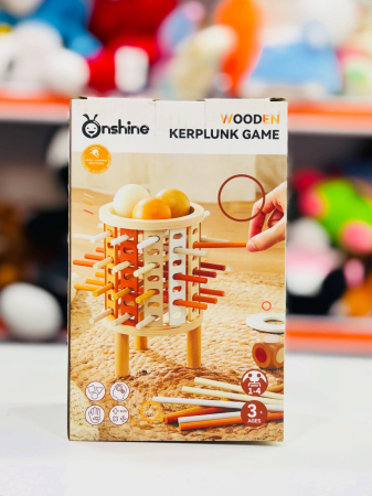 Joc de concentrare si strategie Kerplunk 2 in 1 turnul din lemn cu betisoare si bile colorate [6]