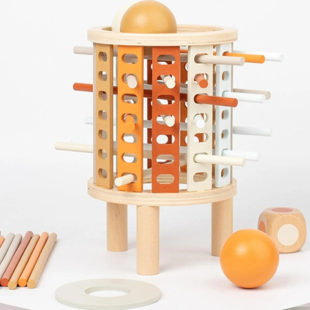 Joc de concentrare si strategie Kerplunk 2 in 1 turnul din lemn cu betisoare si bile colorate [5]