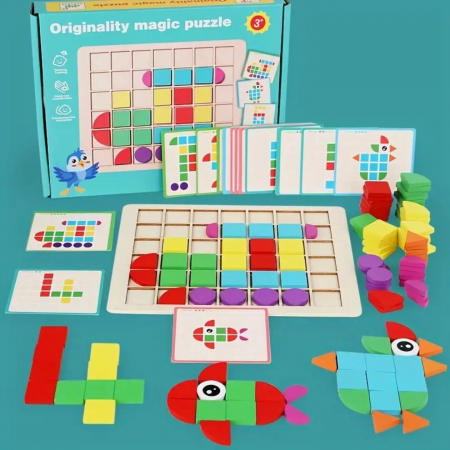 Jucării creative - Joc de creativitate de tip mozaic din lemn Originality magic puzzle