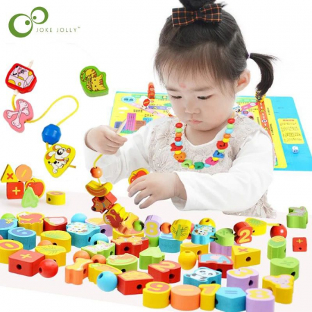 Jucării din lemn - Joc de insiruit din lemn Beads sorting game