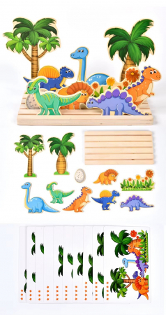 Joc de logica si atentie asezare in spatiu DINOZAURI [2]