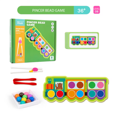 Jucării de îndemânare - Joc de motricitate si asociere trenulet Pincer bead game
