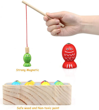Joc de pescuit magnetic pisicuta din lemn Magnetic Cat Fishing Game [3]