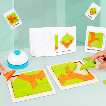 Jocuri de asociere si potrivire - Joc de potrivire forme si rapiditate cu sonerie Tangram Battle