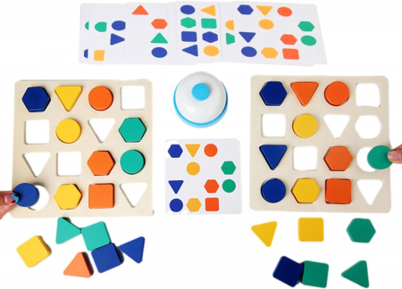 Jocuri de Societate - Joc de potrivire forme si rapiditate cu sonerie Thinking play against game