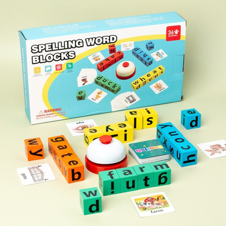 Jocuri de Societate - Joc de rapiditate cu sonerie SCRIE CUVINTELE in limba engleza Spelling word blocks