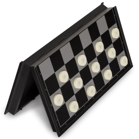 Joc de societate 3 in 1 sah, table si dame, 62 piese magnetice, pliabil, 25 x 25 cm [2]