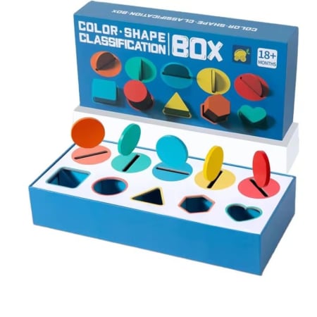 Jucării din lemn - Joc de sortare culori si forme geometrice Color Shape Classification box