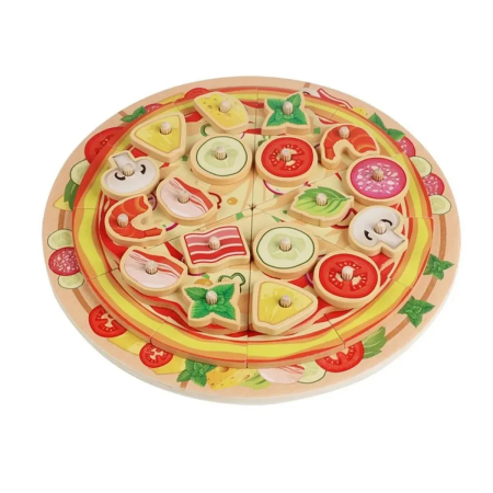 Joc de stivuit de tip puzzle din lemn PIZZA Intelligence Pillar set [3]