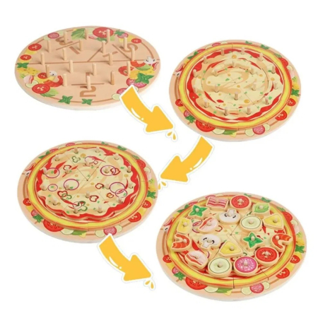 Joc de stivuit de tip puzzle din lemn PIZZA Intelligence Pillar set [2]