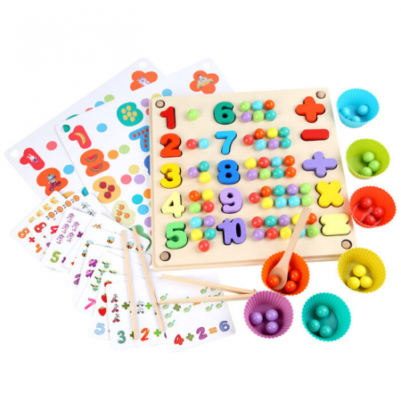 Jocuri Didactice - Joc de tip Montessori de clasificare culori, matematică și exersarea motricității - Pinball number game board