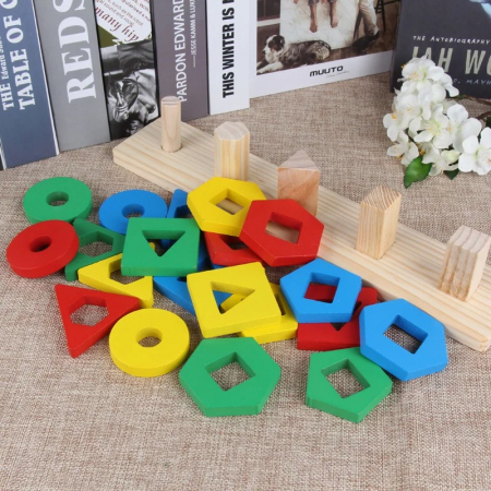 Joc de tip Montessori - Sortator cu 5 forme geometrice Rectangular Sleeve Column [3]
