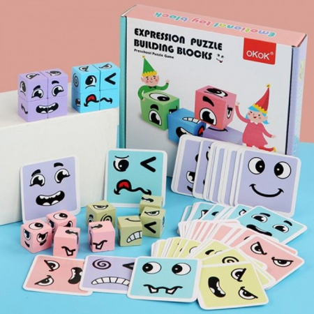 Jocuri Educative - Joc de tip Puzzle Expresii faciale - Expression puzzle building blocks 2