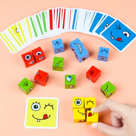 Joc de tip Puzzle Expresii faciale in cutie metalica- Expression puzzle building blocks [2]