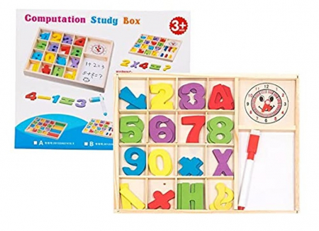 Joc din lemn 2 in 1 Invata matematica - Invata ceasul -scrie si sterge [1]