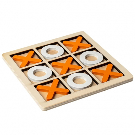 Jocuri Educative - Joc din lemn X si 0 dimensiune 17,5 x 17,5 cm