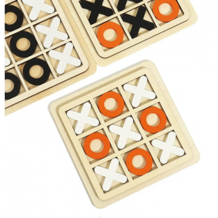 Jocuri Educative - Joc din lemn X si 0 dimensiune 26 x 26 cm