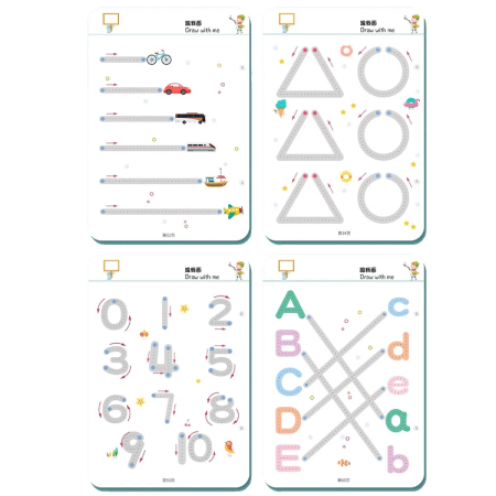 Joc educativ cu planse de tipul scrie si sterge activitati de scriere pe linii punctate Stroke line dot to dot [1]