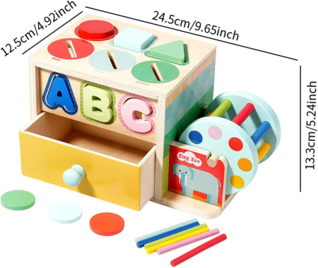Joc educativ cutie sortator forme si culori din lemn cu sertar Touch Box [2]
