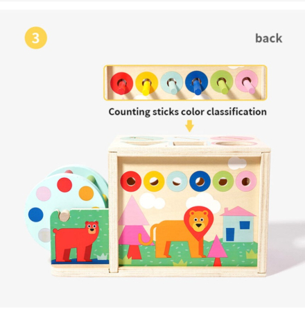 Joc educativ cutie sortator forme si culori din lemn cu sertar Touch Box [6]