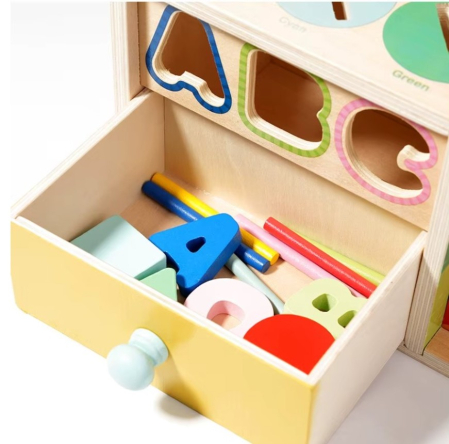 Joc educativ cutie sortator forme si culori din lemn cu sertar Touch Box [3]