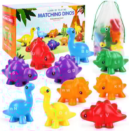 Jucării copii 5-6 ani - Joc educativ de asociere si potrivire alfabet dinozauri Matching Dinos