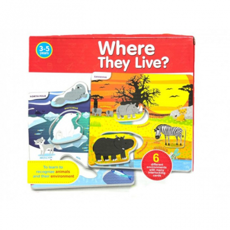 Jocuri de asociere si potrivire - Joc educativ de tip puzzle Recunoaste animalele si habitatul lor - Where they live?