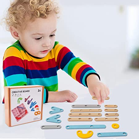 Joc educativ din lemn de construit litere, cifre, forme de tip Montessori - Creative Board [1]