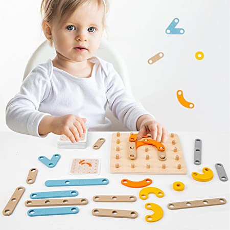 Joc educativ din lemn de construit litere, cifre, forme de tip Montessori - Creative Board [0]