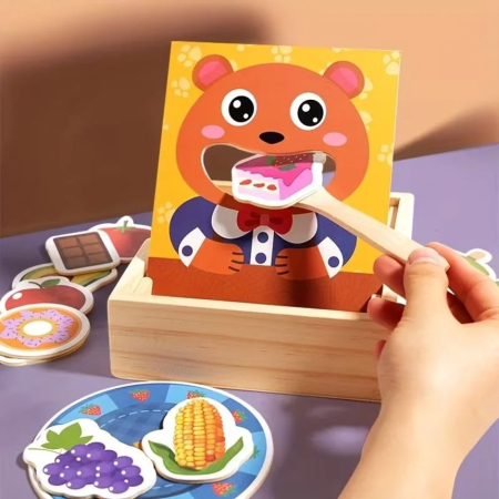 Jucării copii 5-6 ani - Joc educativ din lemn Hraneste ursuletul