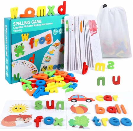 Joc educativ din lemn - Învaţă literele mici de tipar in engleză SPELLING GAME [1]